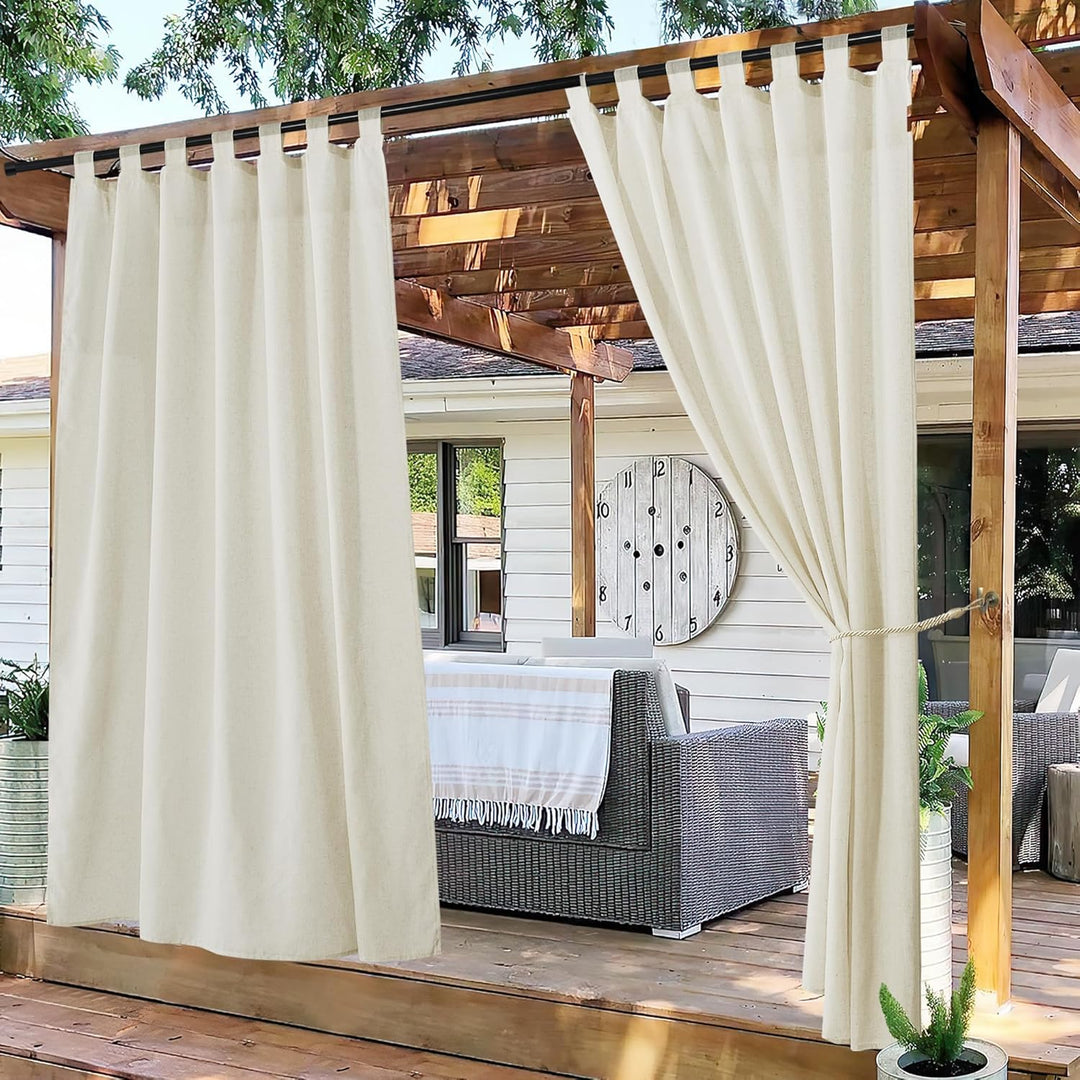 PONY DANCE Outdoorvorhänge mit Klettverschluss 2er Set H 213 x B 140 cm Terrasse Vorhänge Wasserdich