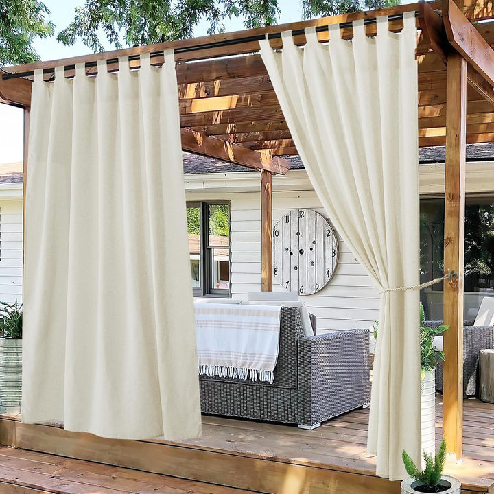 PONY DANCE Outdoorvorhänge mit Klettverschluss 2er Set H 213 x B 140 cm Terrasse Vorhänge Wasserdich