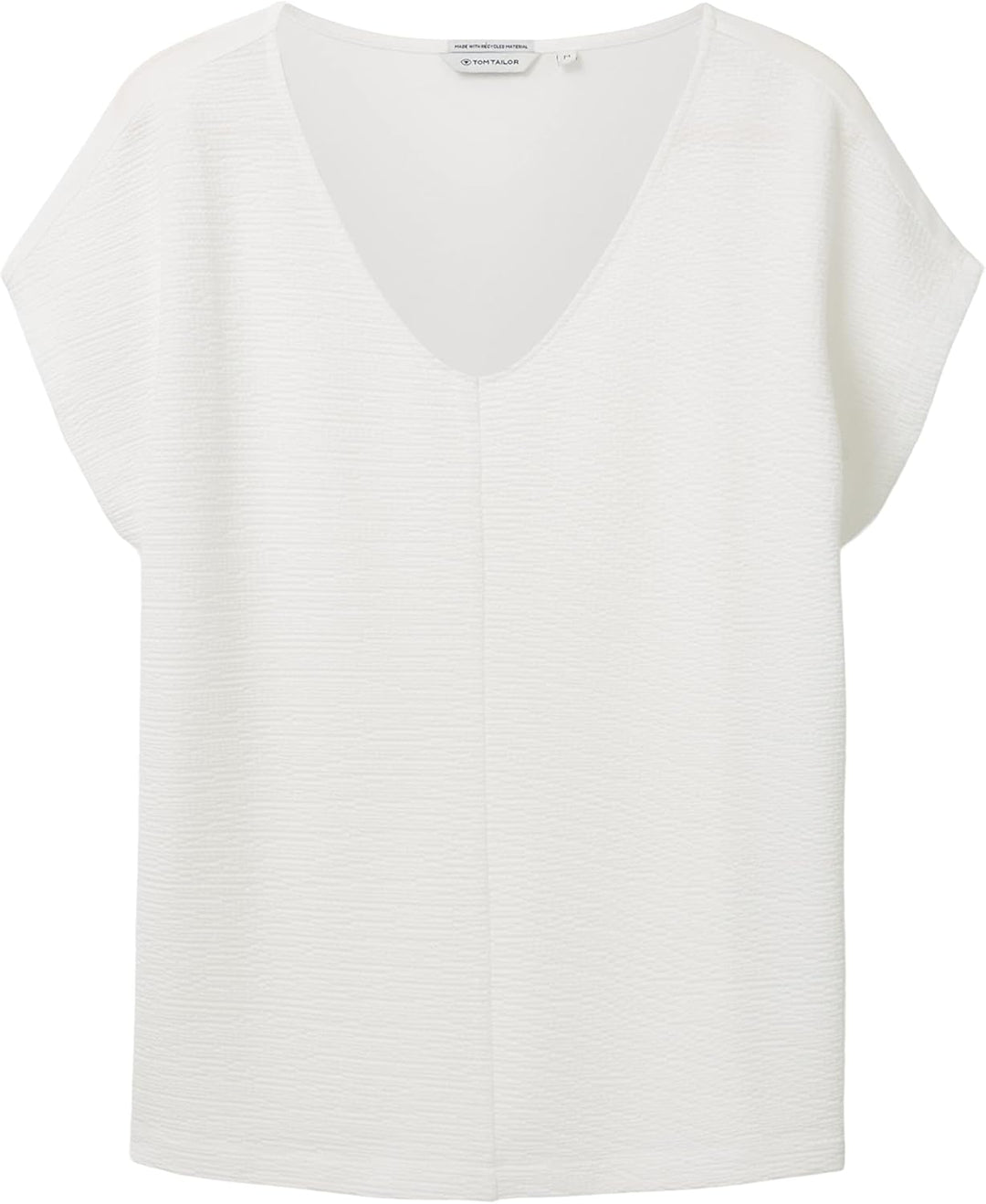 TOM TAILOR Damen Basic T-Shirt im Material-Mix, XXL 10315 - Whisper White