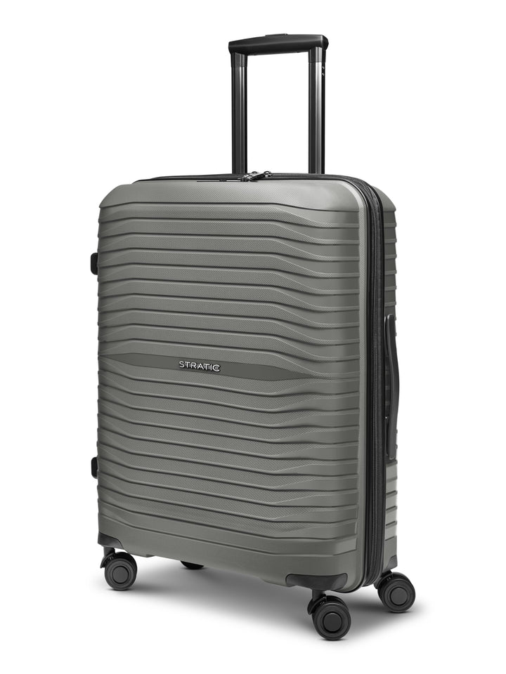 Stratic Shine Koffer gross | Trolley mit 4 360° Drehbare Rollen, Kreuzpackgurt, Dehnfalten, arretier
