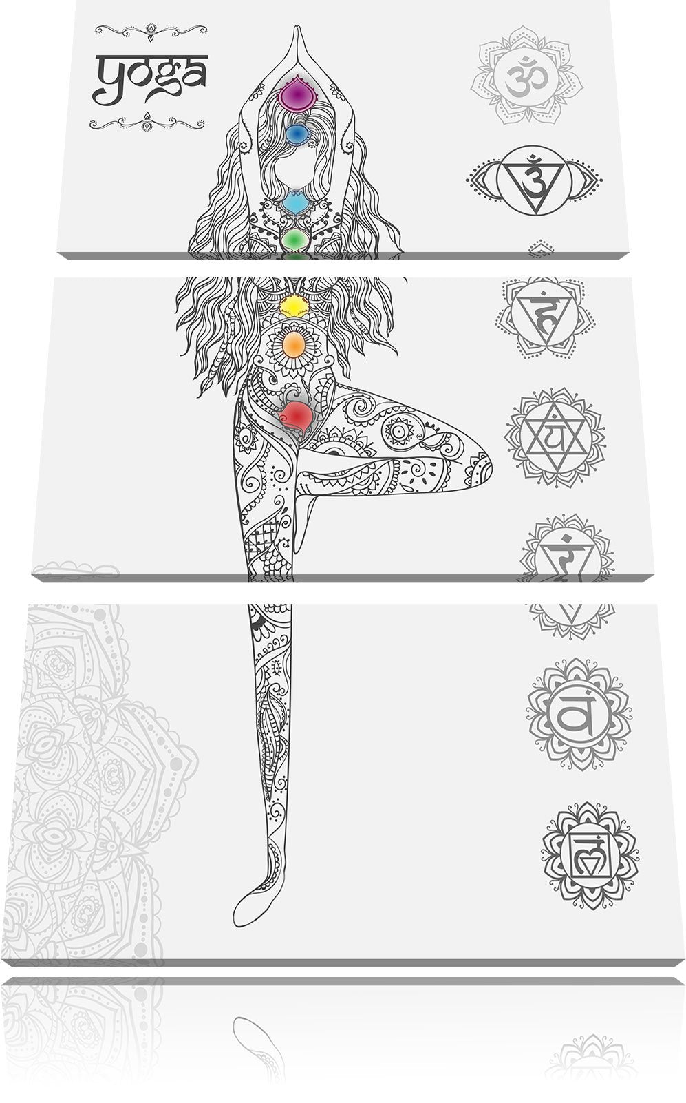 Pixxprint Yogafigur in der Tree Pose als Leinwandbild/Grösse: 3 Teilig (120x80) cm/Wandbild/Kunstdru