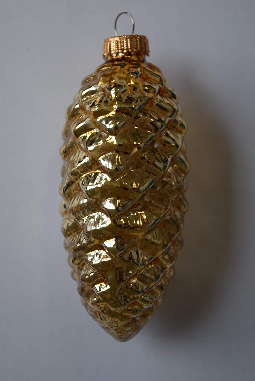 Dekohelden24 Lauschaer Christbaumschmuck - 9er Set, Zapfen - Eicheln - Walnüsse, 8 cm in Gold mit go