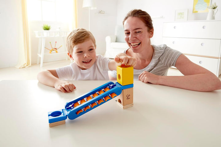 Hape Quadrilla Klingender Spielplatz - Zubehör zur Murmelbahn, Holz Kugelbahn und Murmelbahn für Kin