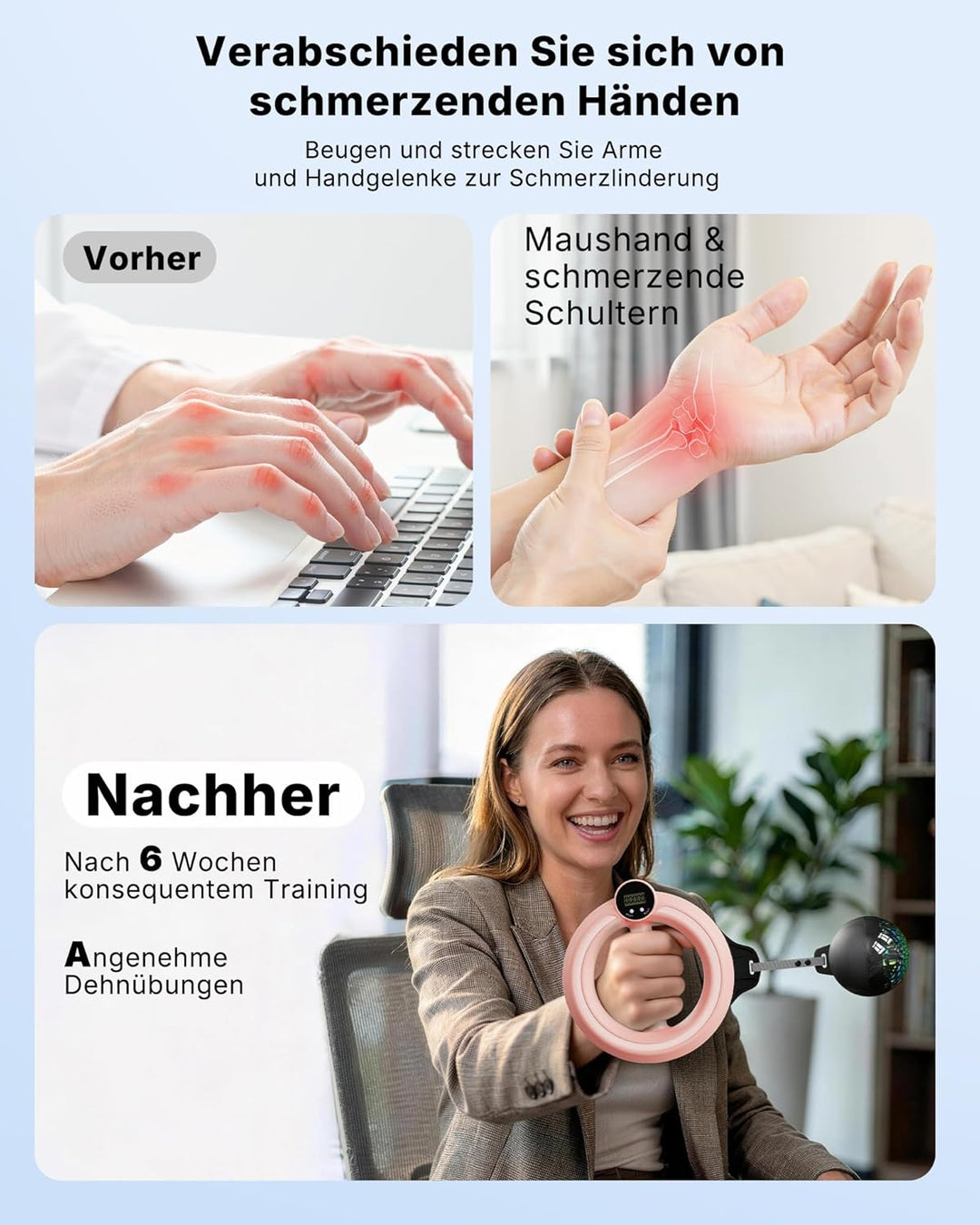 MERACH Unterarmtrainer mit Zähler & RGB-Lichtern, 360° Rotierender Armtrainer für Zuhause Büro, Geei