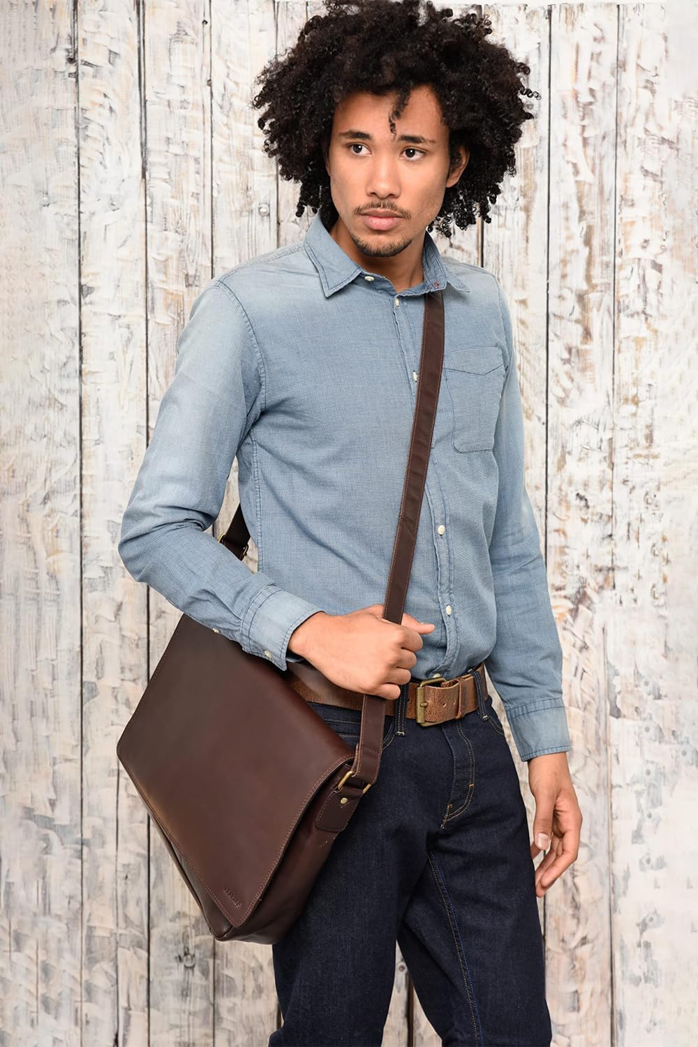 LEABAGS Leder Umhängetasche Herren & Damen I Messenger Bag mit Schultergurt I Echtleder Laptoptasche