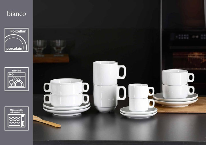 Ritzenhoff &amp; Breker Bianco Suppentasse mit Untertasse 245 ml 6er Set, Weiss