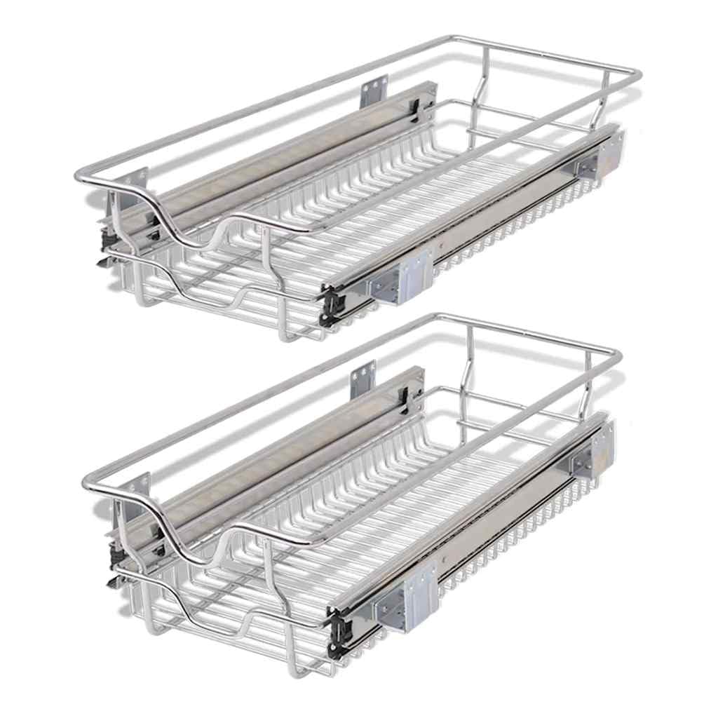 vidaXL 2X Einbauschublade 30cm Korbauszug Schrankauszug Teleskopschublade 300 mm, 300 mm