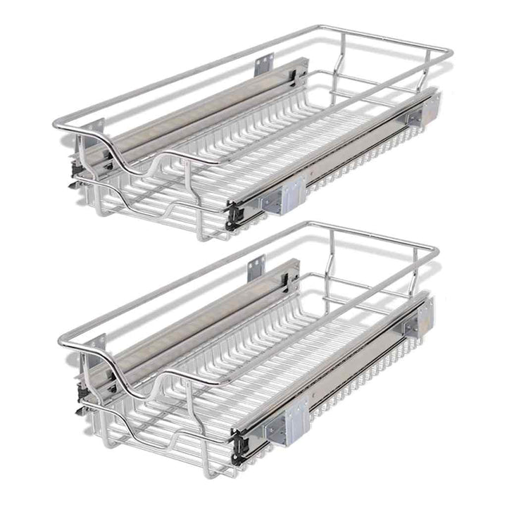 vidaXL 2X Einbauschublade 30cm Korbauszug Schrankauszug Teleskopschublade 300 mm, 300 mm