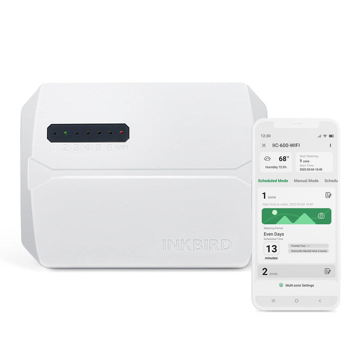 Inkbird IIC-600-WIFI bewässerungscomputer,WiFi Sprinkler/Bewässerungssystem Timer/Controller, 6 Zone