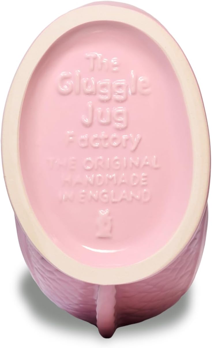 Gluckigluck Karaffe XL Babyrosa – 1,2 l – Original Gluggle Jug aus England – Wasserkrug mit Glucker-