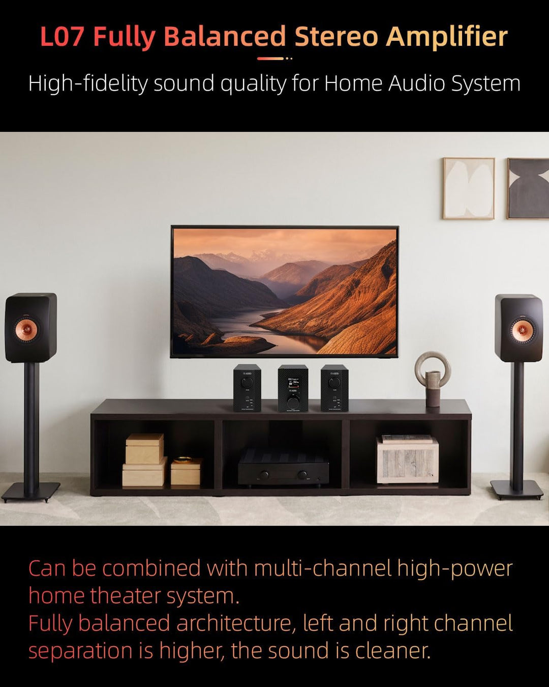 FX-Audio- L07 Stereo Audio Verstärker 200W x2 MA5332MS 2 Kanal Class D Power Amp Bridgeable BTL 400W