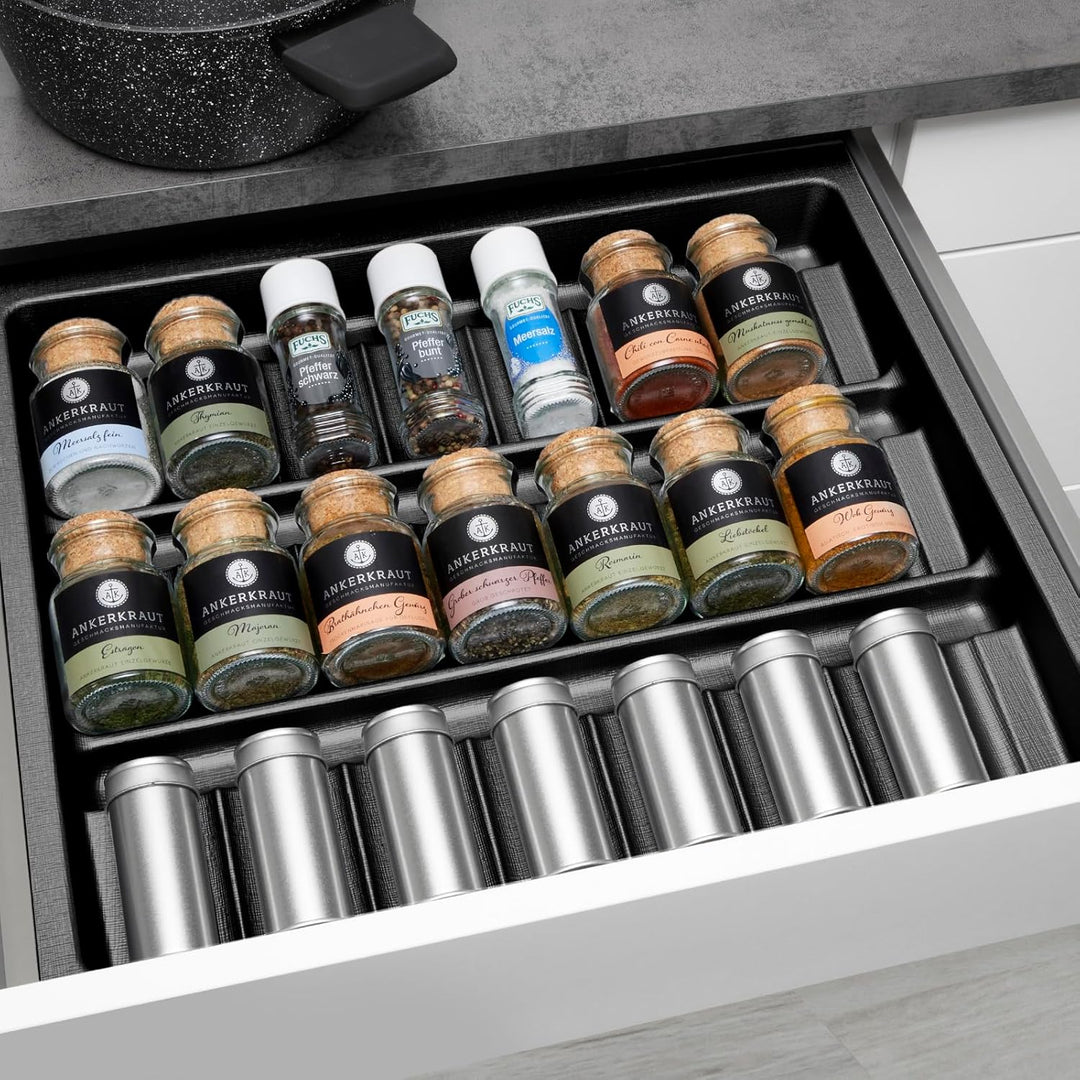 SO-BOX 2 Gewürzeinsatz Breite 50,9 cm, Tiefe 46,2 cm mit anthraziter Kanvas-Struktur für Schubladen
