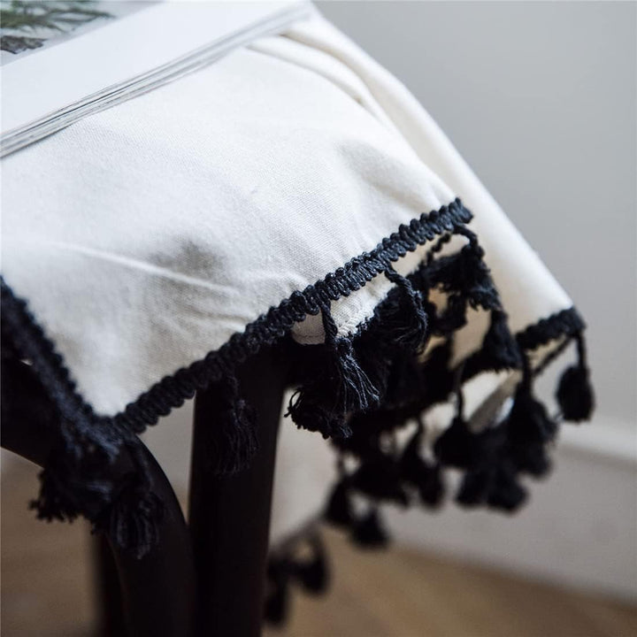 Xlabor Boho Vintage Gardinen mit Quaste Halbverdunkelungsvorhänge mit Ösen Baumwolle Leinen Dekoscha