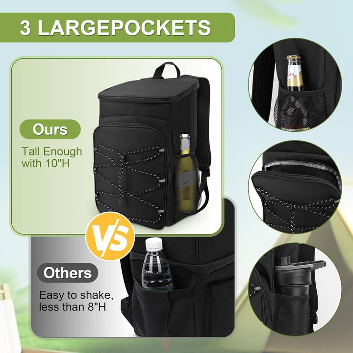 Kühlrucksack, Picknicktasche, Rucksack mit Zwei 10 Zoll hohe Seitentaschen, Rucksack mit Kühlfach fü