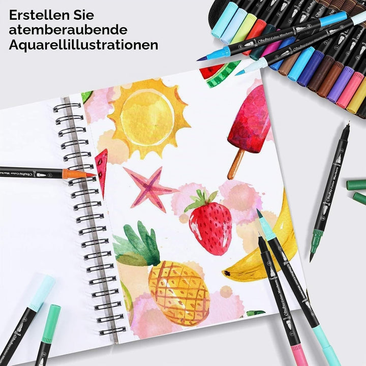 Ohuhu Filzstifte, 120 Dual Brush Pen Pinselstifte Aquarell Marker Set für Kind und Erwachsene für Jo