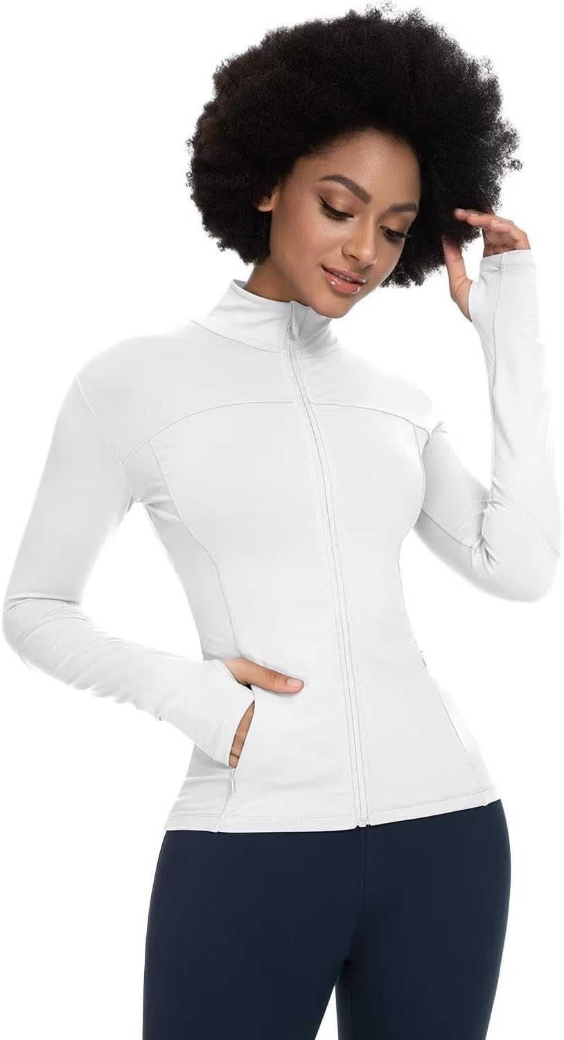 QUEENIEKE Damen-Laufjacken, durchgehender Reissverschluss, athletische Jacken, schmale Passform, Wor