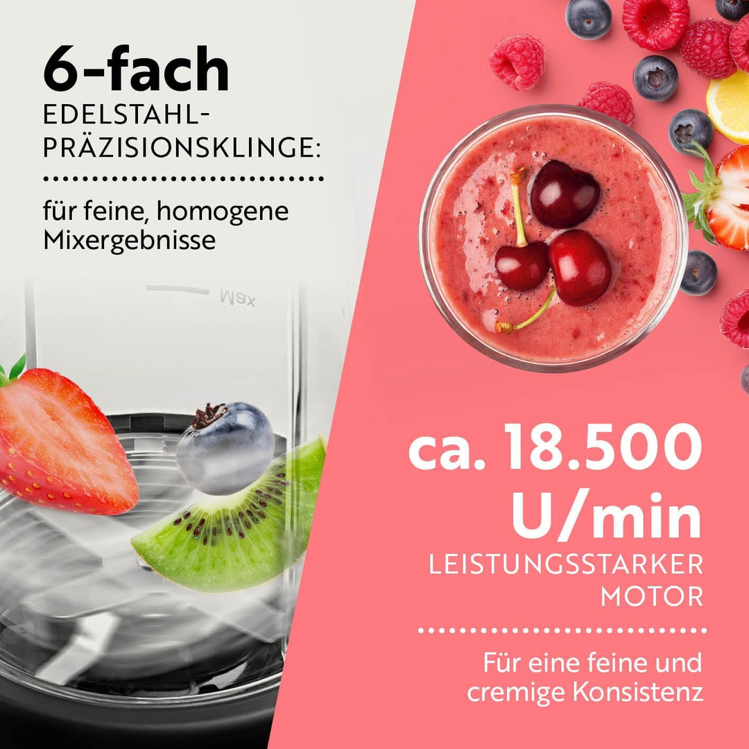 GOURMETmaxx Mixer & Smoothie Maker 4-tlg. | Standmixer elektrisch für den Vitaminkick to go | Nutrit