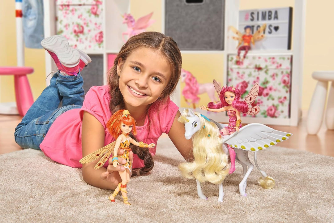 Simba 109480093 - Mia and Me Einhorn Onchao, mit beweglichen Flügeln, Haarclips, Bürste zum Frisiere