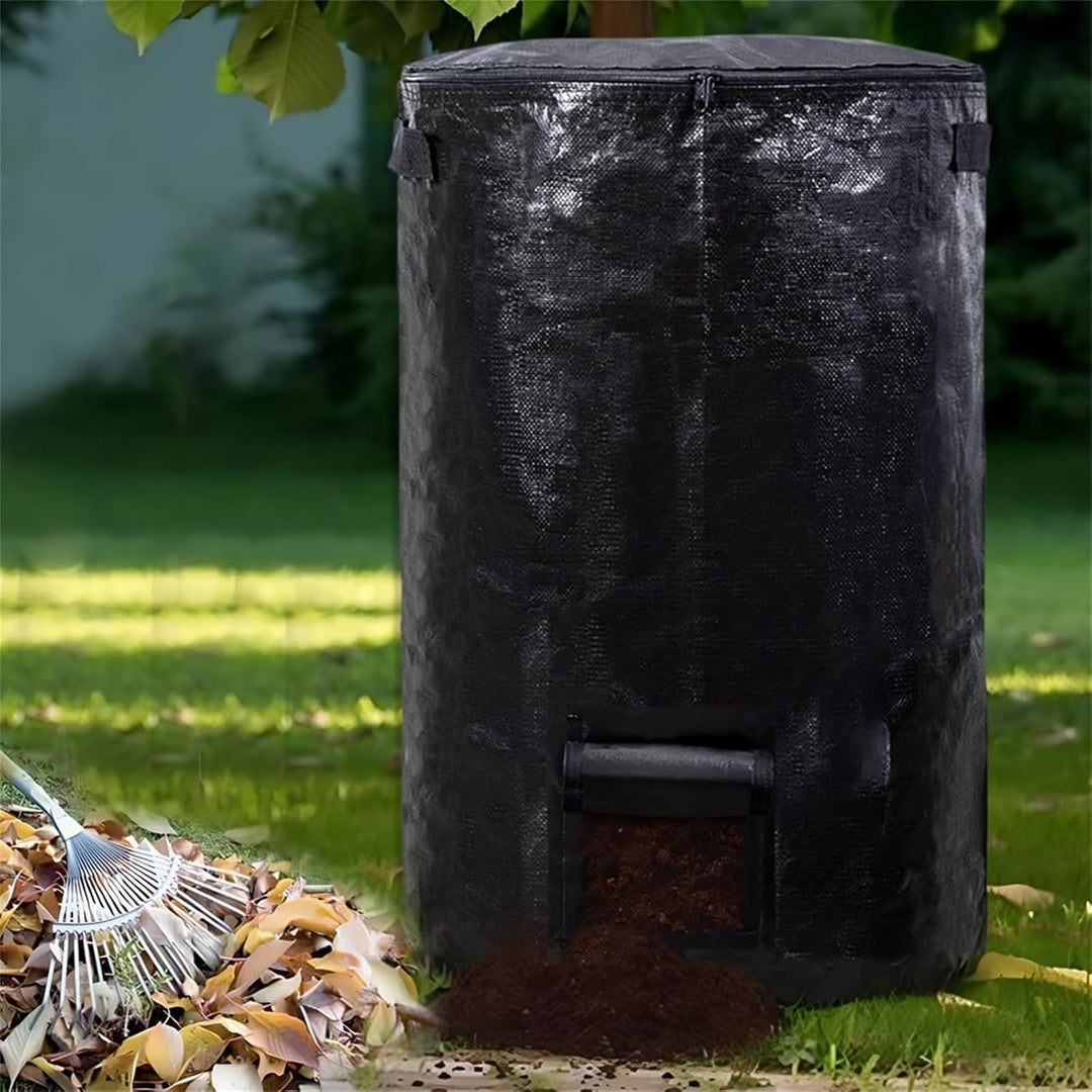 Komposteimerbeutel mit grossem Fassungsvermögen, 300 l, für Garten, Hof, Abfalleimer (schwarz, 1 Stü