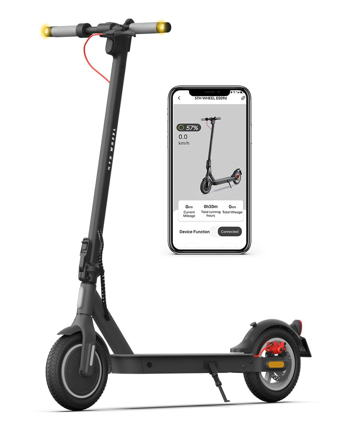 E Scooter mit Strassenzulassung ABE, 5TH WHEEL V30PRO Elektroscooter mit Blinker, 10 Zoll Reifen, 25