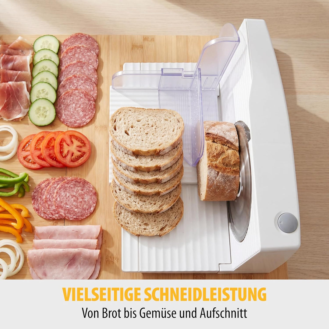 Tristar EM-2098 Allesschneider – 170 mm Edelstahlklinge – 150 W – Einstellbare Scheibenstärke, Silbe