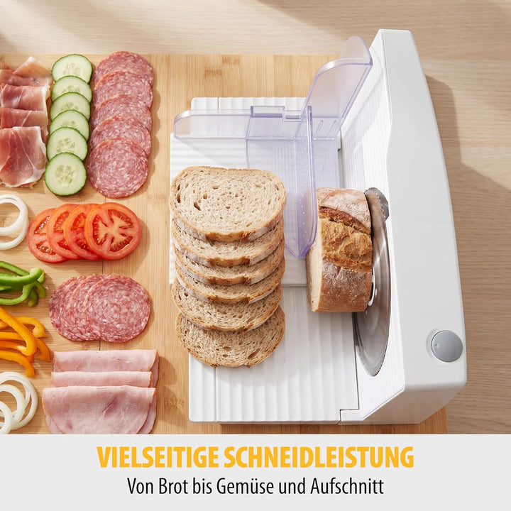 Tristar EM-2098 Allesschneider – 170 mm Edelstahlklinge – 150 W – Einstellbare Scheibenstärke, Silbe
