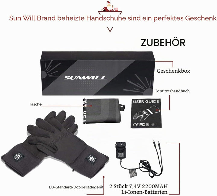 elektrische beheizte Handschuhe für Herren Damen，wiederaufladbar beheizbare Winter Handschuhe für Ou