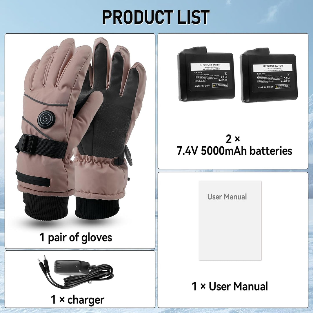 Beheizte Handschuhe für Männer Frauen, 7.4V 5000mAh /6000mAh Wiederaufladbare Handwärmer Touchscreen