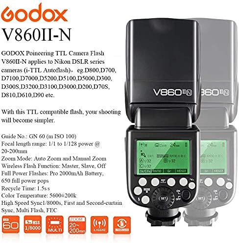 GODOX V860IIN Speedlite 2,4G HSS 1/8000S GN60 2000mAh Wiederaufladbare Akku TTL Kamera Blitz Blitzge