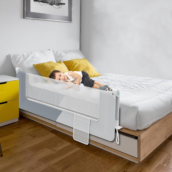 Bettgitter 180cm Rausfallschutz Bett Höhenverstellbar Kinder Bettschutzgitter Zusammenklappbar um 18