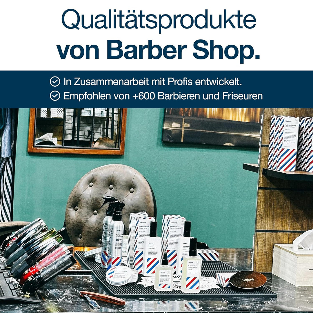 Sapiens Barbershop Bartpflege Set Männer - Bart Set mit Bio Bartöl, Bio Bartbalsam und Wildschweinbo
