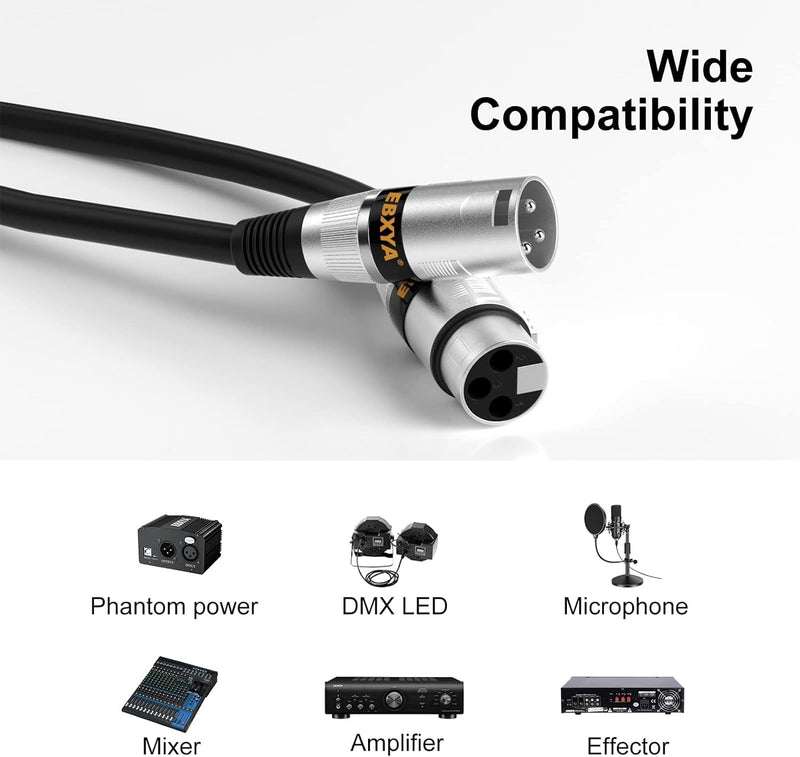 EBXYA XLR-Kabel, Mikrofonkabel, 6 m, 2 Stück, Stecker auf Buchse, symmetrisches XLR-Mikrofonkabel, X