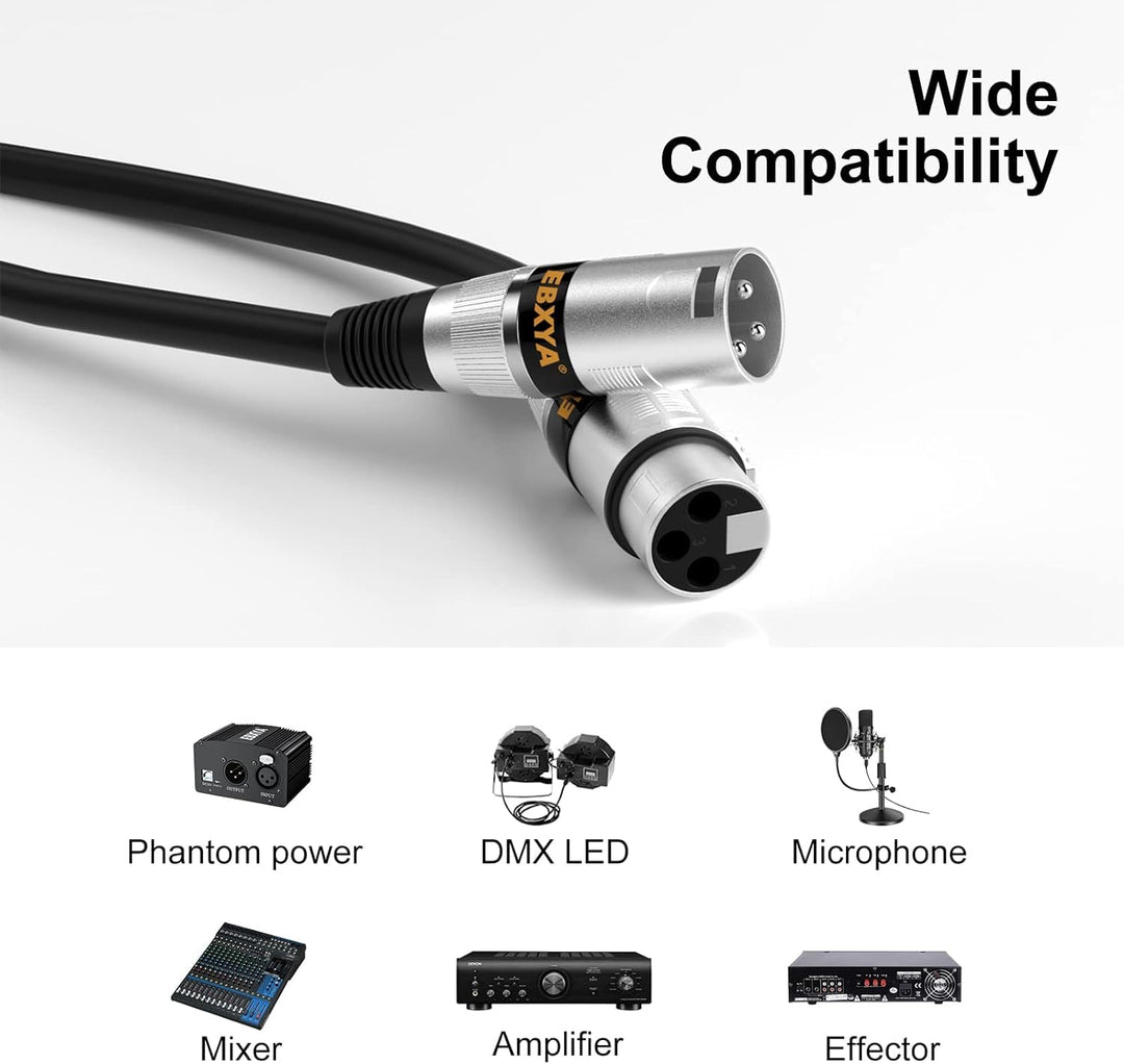 EBXYA Mikrofonkabel XLR Kabel DMX Kabel 2er-Pack 5M, Symmetrisches Audiokabel Stecker auf Buchse für