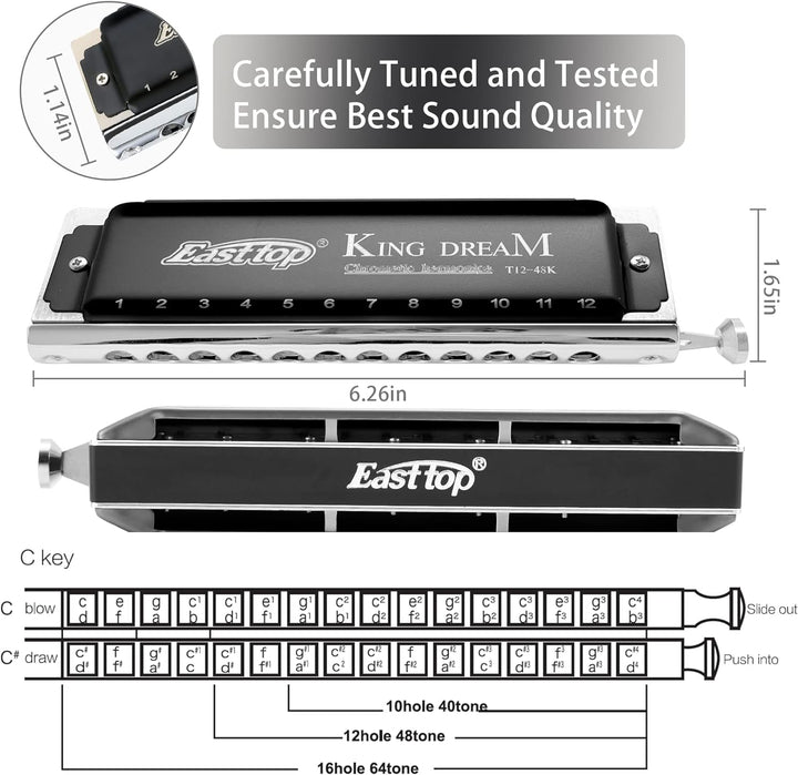East Top Chromatische Mundharmonika C 12 Loch 48 Tune Professionelle Musikinstrument für professione