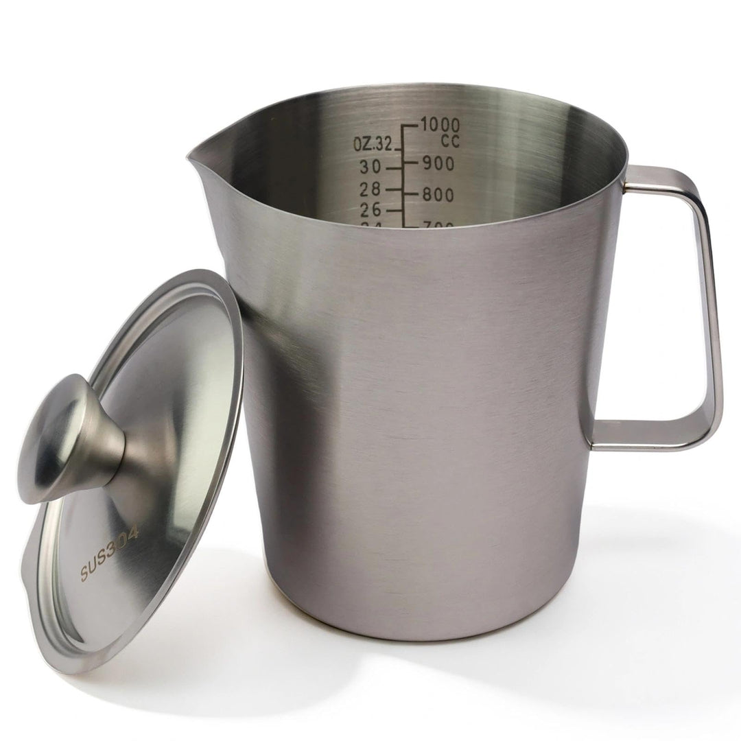 TIANLIN Milchkanne 1000CC(ml), Milchschaum Kanne mit Griff, Milchkännchen Edelstahl mit Deckel, Milc
