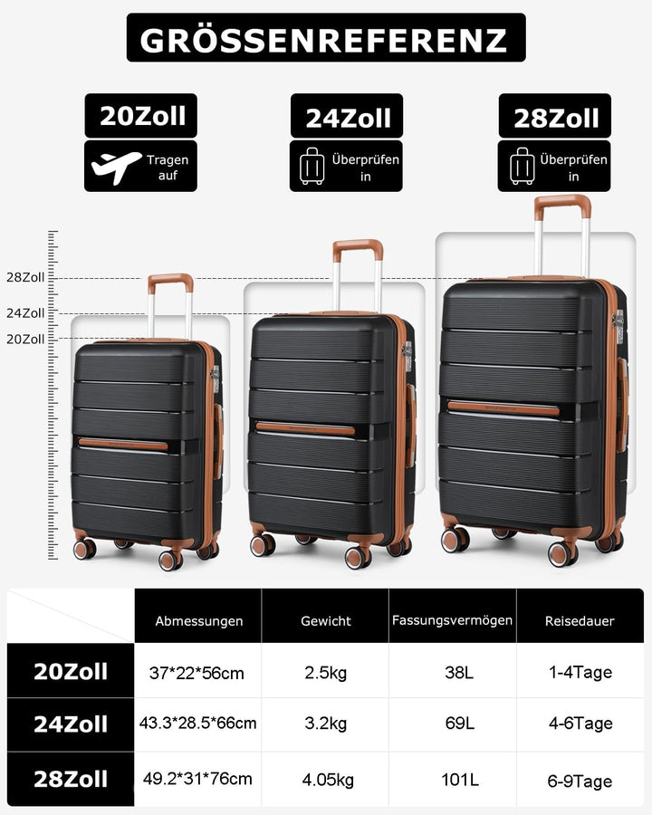British Traveller Reisekoffer Gross Koffer Trolleys Gross Hartschalenkoffer 100% PP Handgepäck Koffe