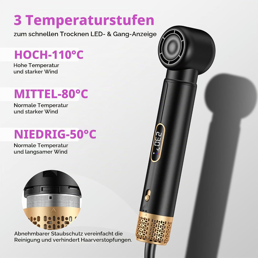 UMIGA 5 IN 1 Hairstyler Haarstyler 1000W, LCD Air Brush Rundbürstenföhn, Lockenstab und Haarglätter,