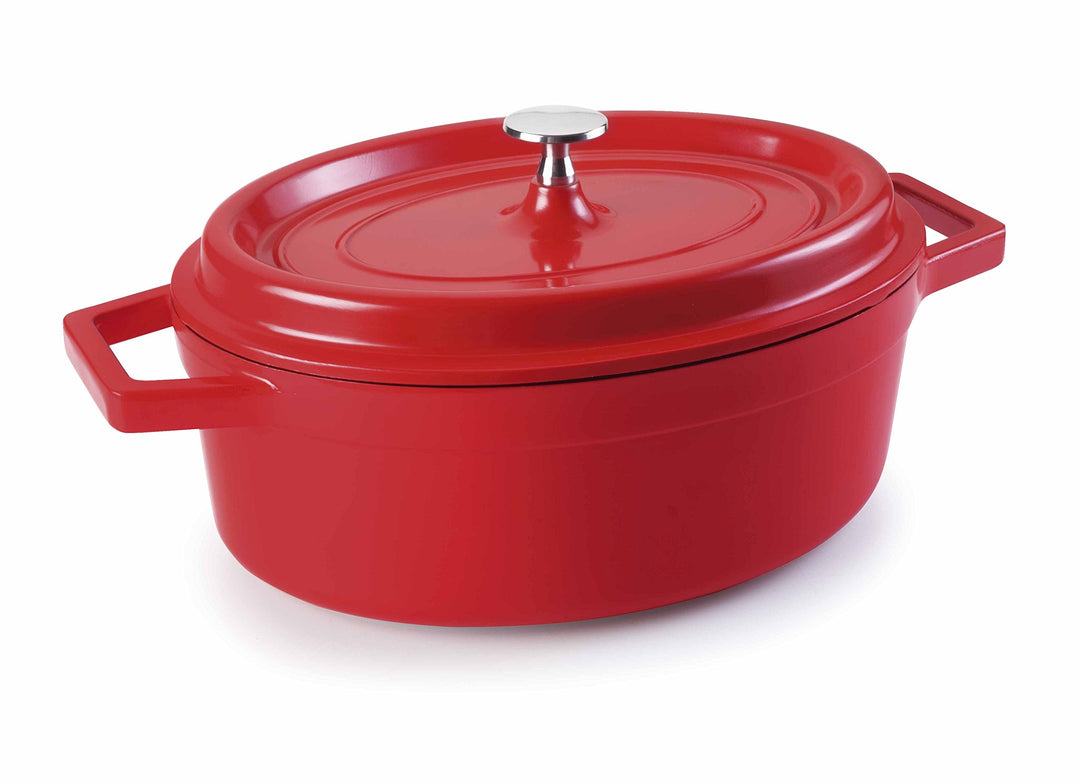 Lacor 25931 Oval Rotbratentopf 31 x 25 cm, Giessen Aluminium Rot 31 x 25 cm oval, Rot 31 x 25 cm ova