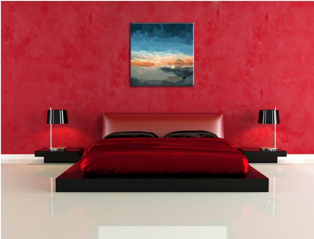 Pixxprint Timmendorfer Strand als Leinwandbild/Grösse: 70x70 cm/Wandbild/Kunstdruck/fertig bespannt,