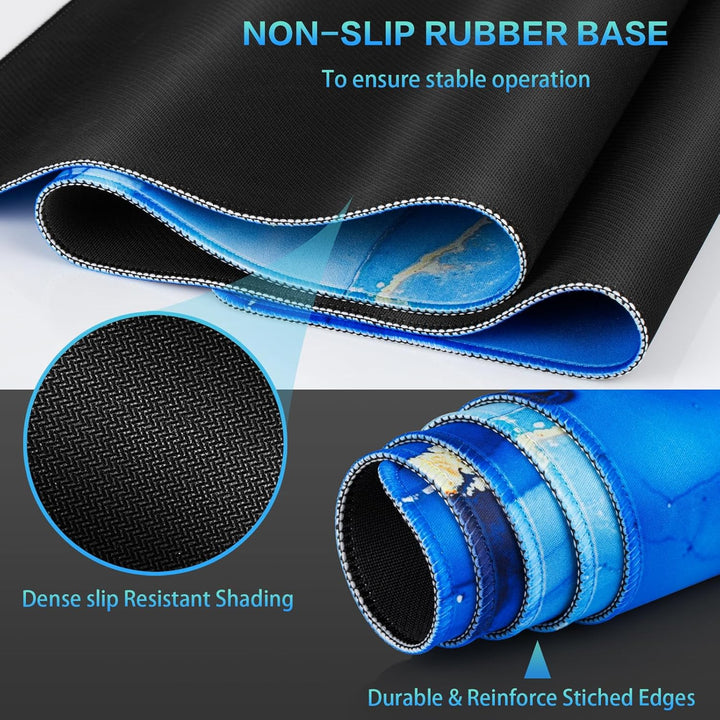 Abetcabe Mauspad XXL, Mousepad 900 x 400mm, Marmor Mauspad Gaming gross Vernähte Kanten WassXerdicht