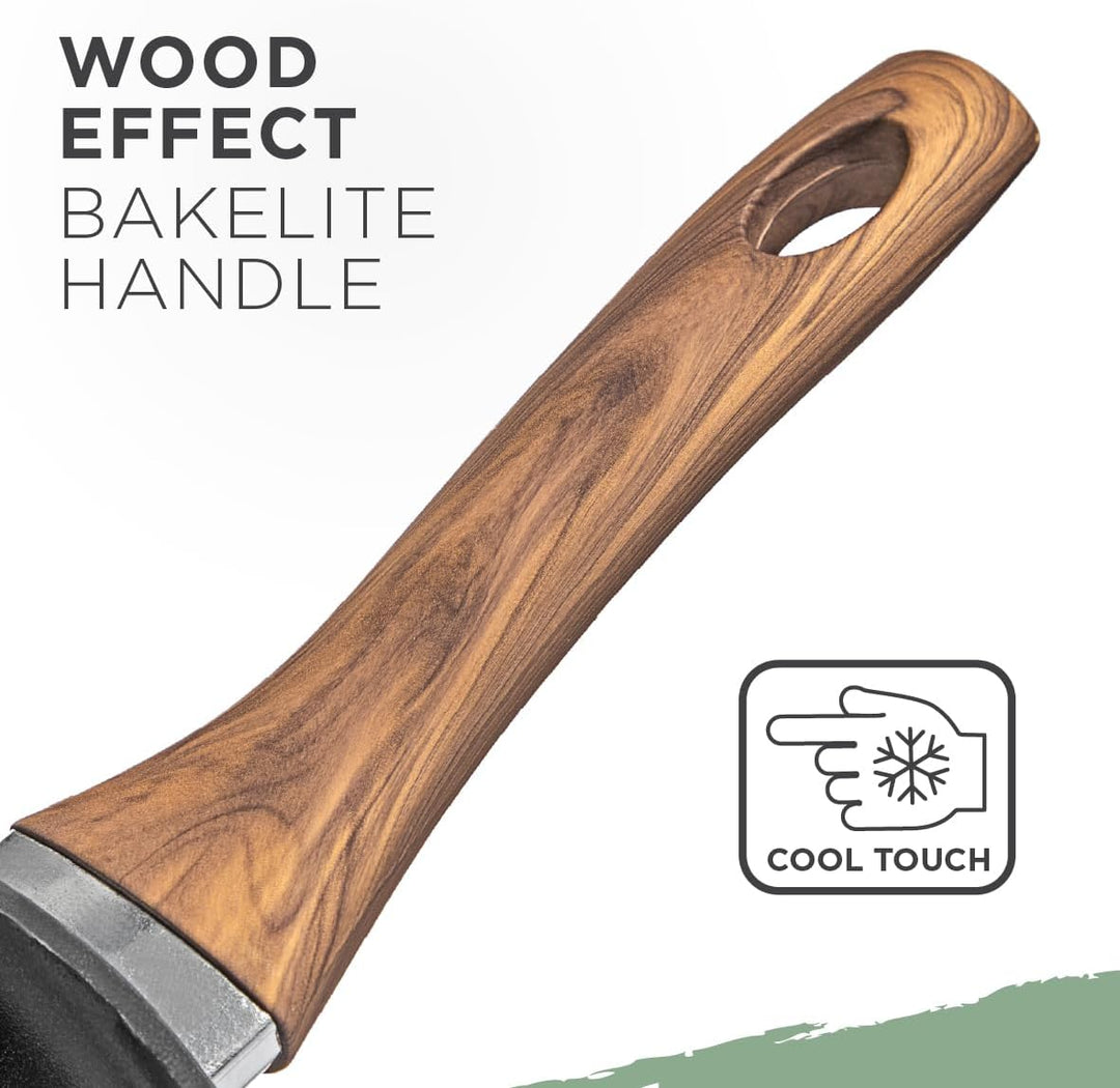 Blackmoor Bratpfanne 24 cm mit Bakelit-Griff in Holzoptik/Antihaft-Keramikbeschichtete Bratpfanne, P