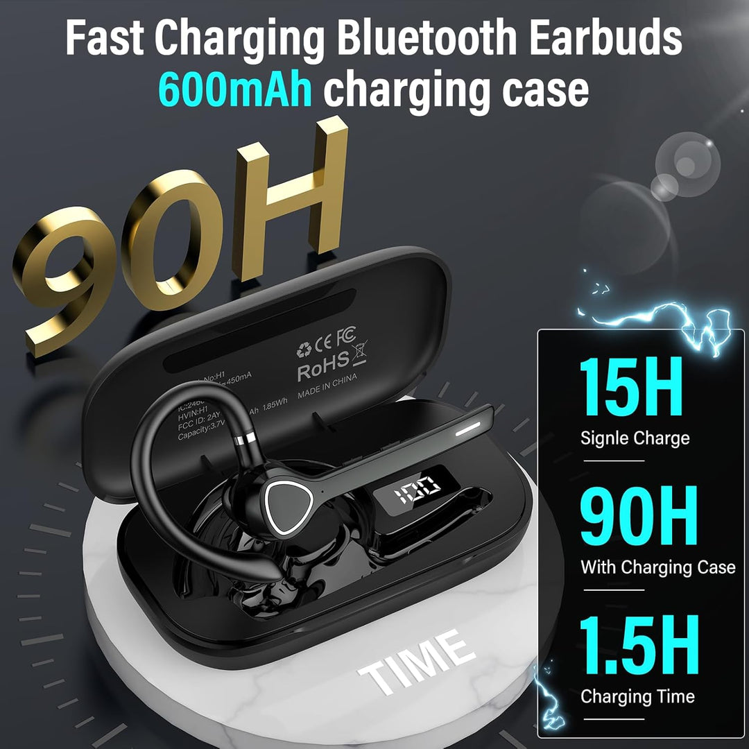 Bluetooth Headset, V5.4 Wireless Freisprech Telefon mit CVC 8.0 und ENC Dual Mikrofon, Bluetooth Ohr