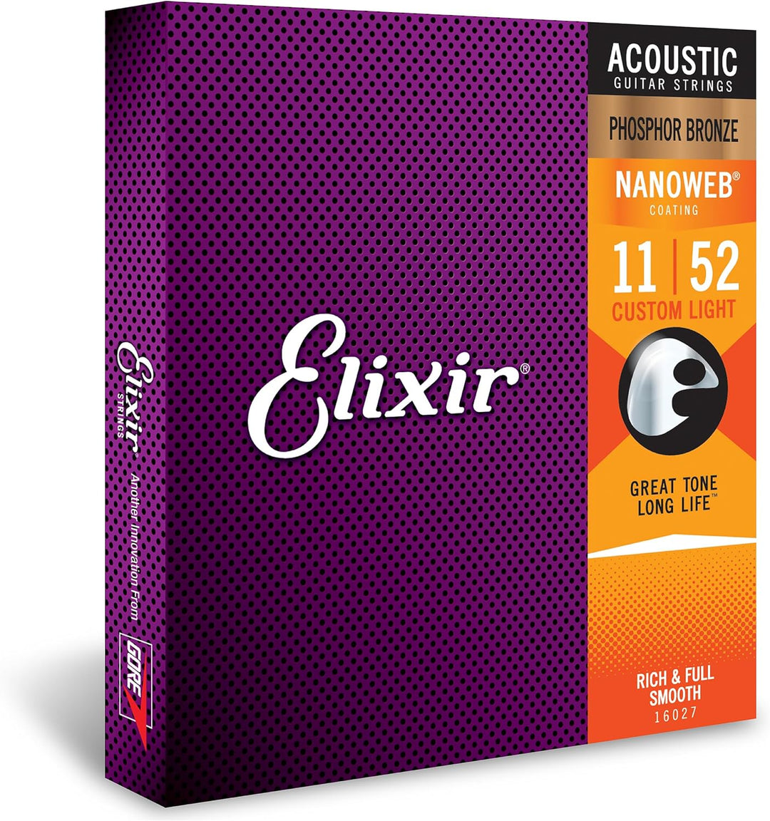 Elixir® 11152 Saiten 80/20 Bronze 12-saiter Akustik-Gitarrensaiten &amp; 16027 Saiten Phosphor Bronze Ak