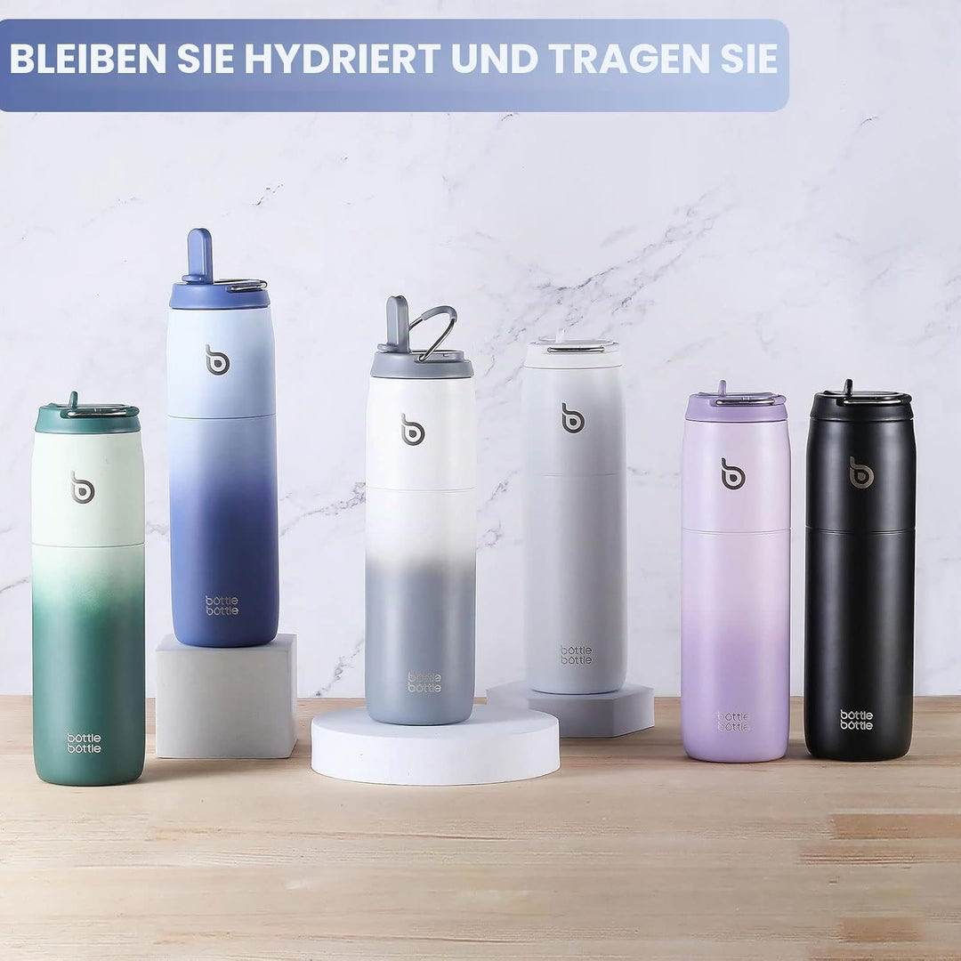 BOTTLE BOTTLE Isolierte Wasserflasche Edelstahl 32oz(946ml) mit Strohhalm Griff für Sport, Reisen, F