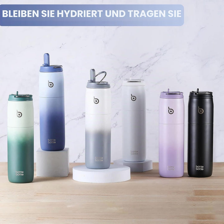 BOTTLE BOTTLE Isolierte Wasserflasche Edelstahl 32oz(946ml) mit Strohhalm Griff für Sport, Reisen, F
