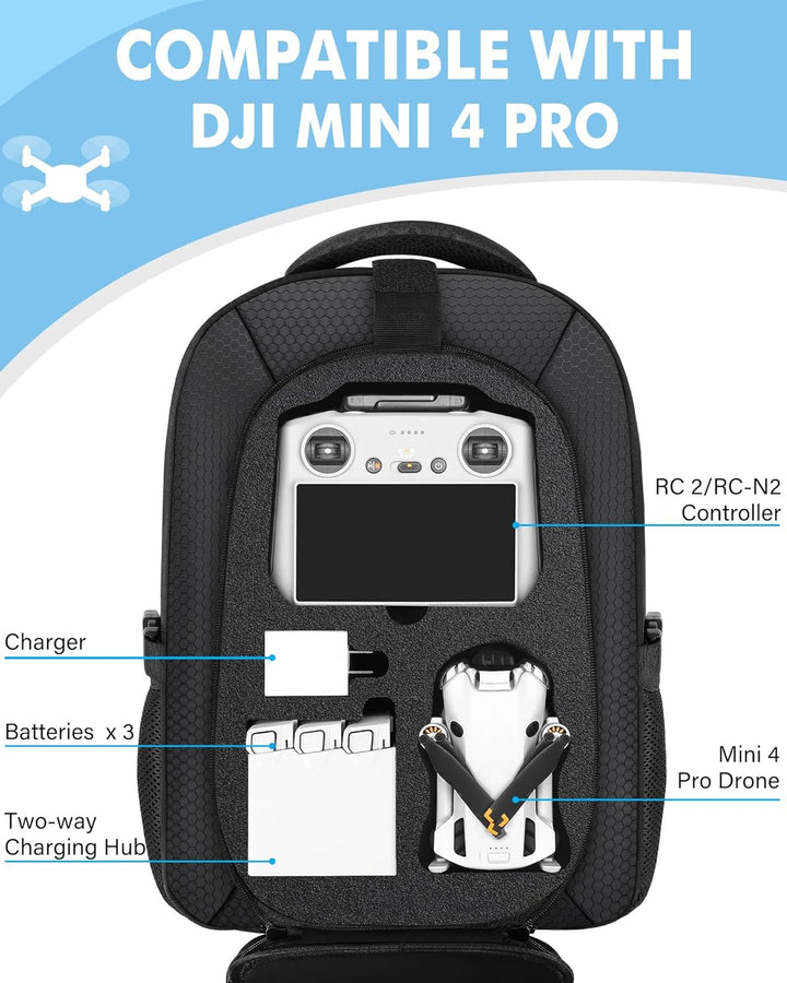 DJI Mini 4 Pro Case Waterproof Hard Carrying Case Travel Drone Bag Backpack For Fly More Combo Acces