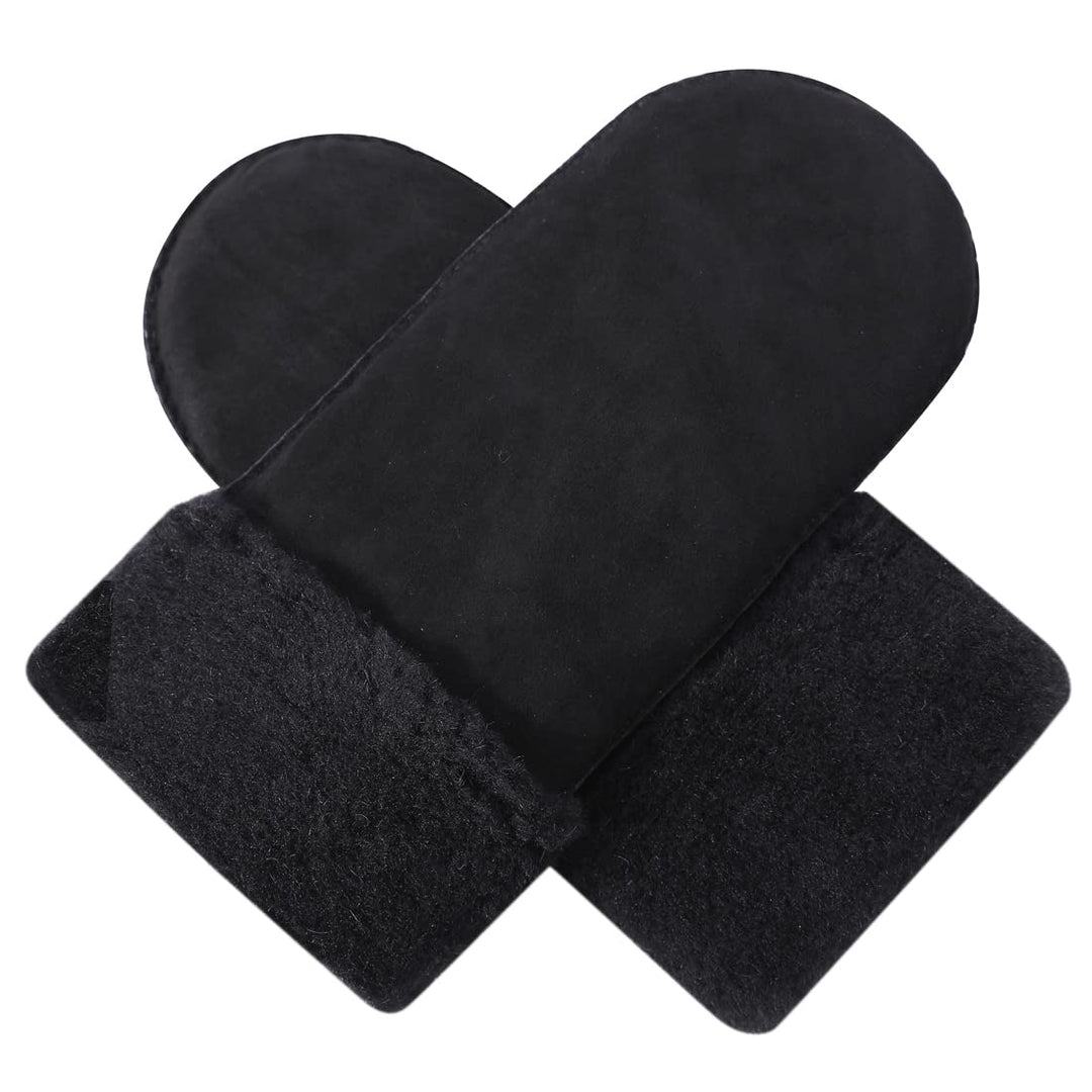 Harssidanzar Damen Fäustlinge,Winter Schaffell Lammfell beheizte warme pelzige Stulpenhandschuhe Led