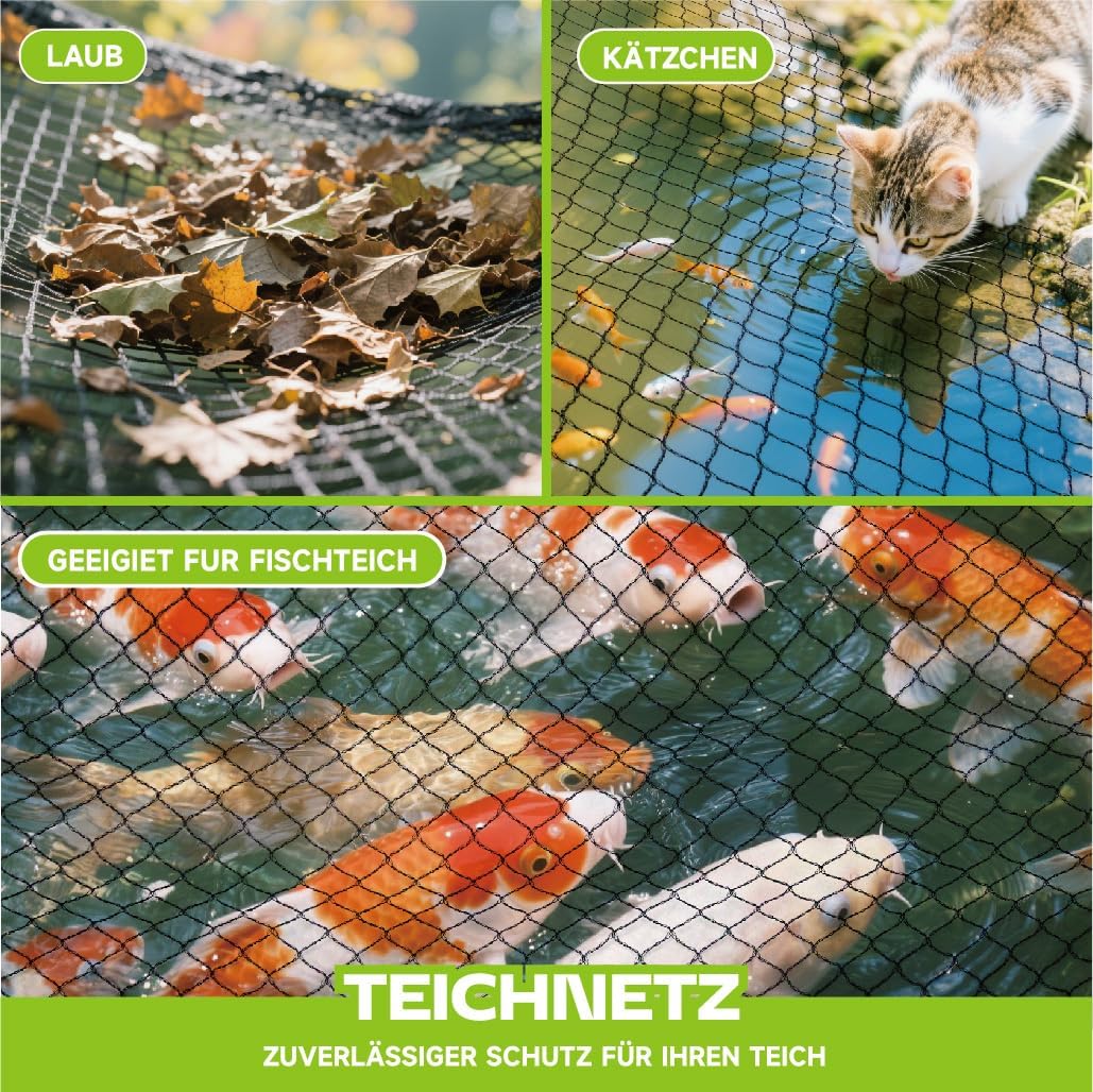 Teichnetz Feinmaschig 7.62x7.62m（58m²） Vogelschutznetz - Schwarz Teichnetz mit 12 Bodenankern | Witt