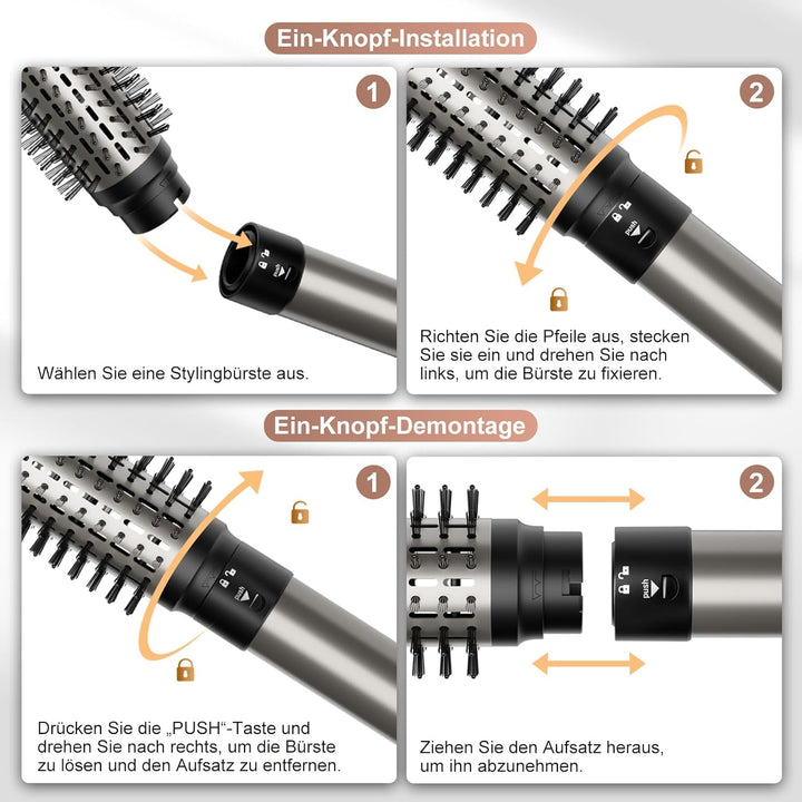 6 in 1 Airstyler, Ionen Föhn, Multifunktionaler Hairstyler, 110000 U/Min, Professioneller Warmluftbü