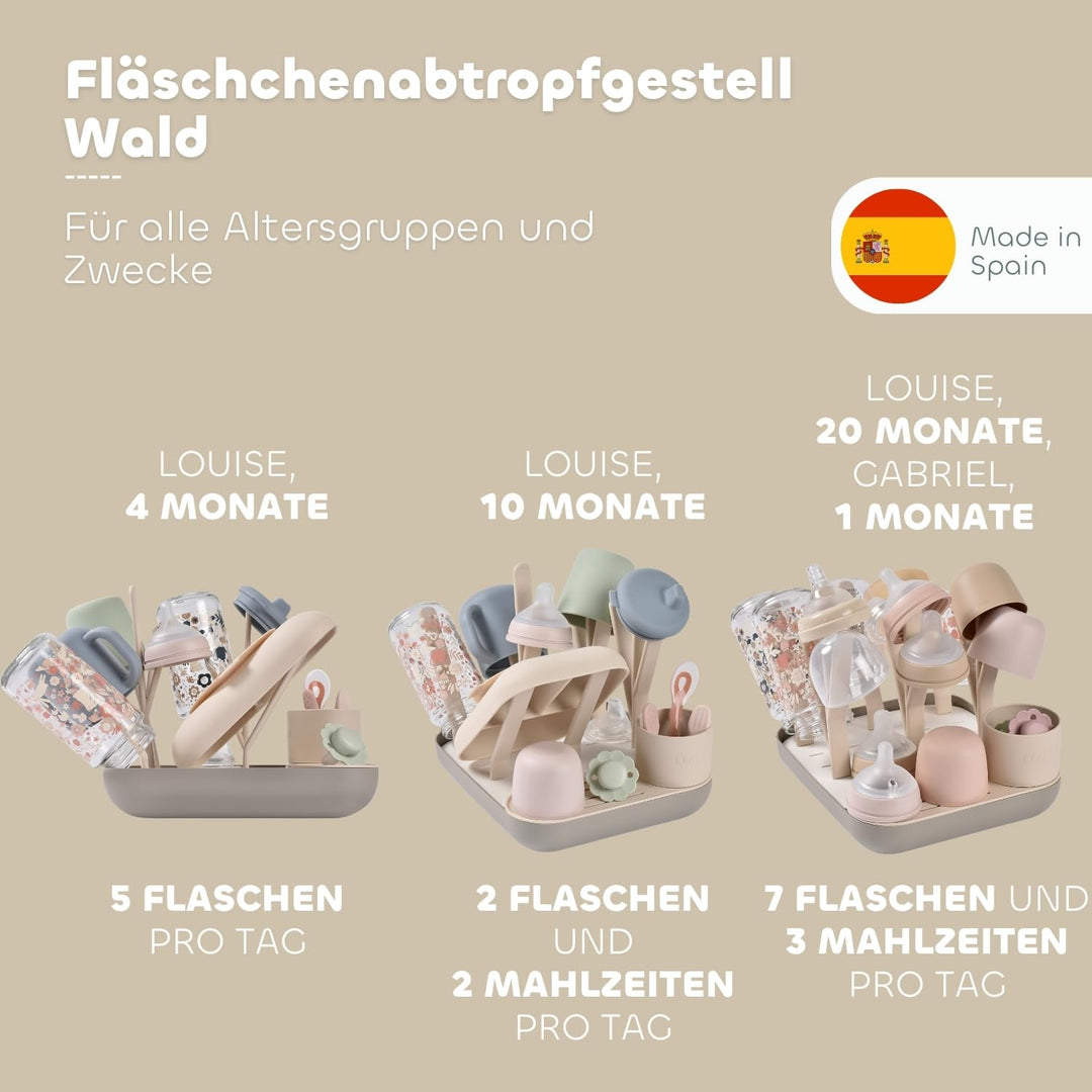 BÉABA Flaschen- und Kindergeschirrabtropfer – Grosses Fassungsvermögen, Modular, Für bis zu 6 Flasch